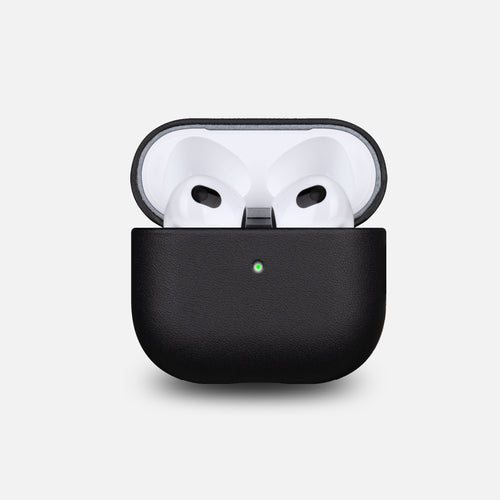 Black Genuine Leather Case for AirPods 4